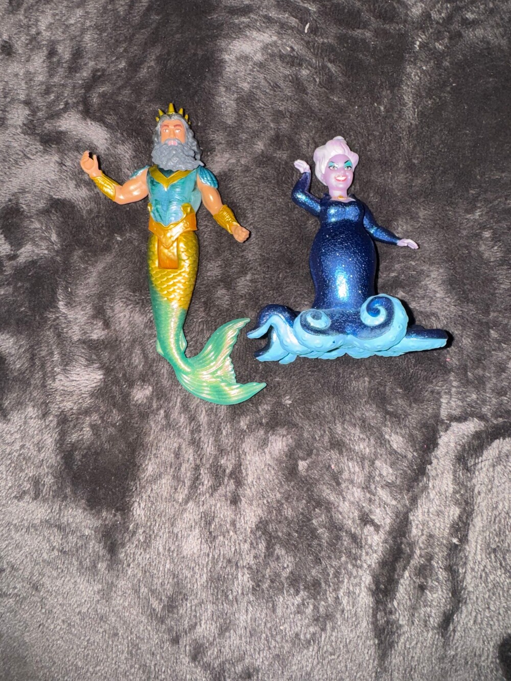 Disney the little mermaid King Triton and Ursula figurines
